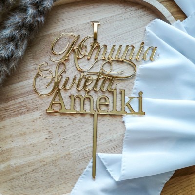 Topper na tort - I Komunia Święta + Imię