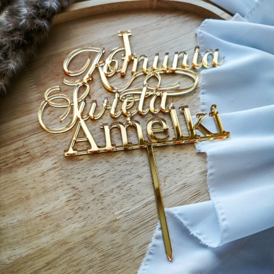 Topper na tort - I Komunia Święta + Imię