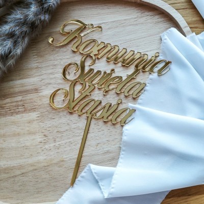 Topper na tort - Komunia Święta + Imię
