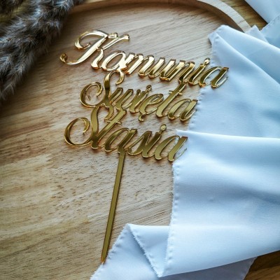 Topper na tort - Komunia Święta + Imię