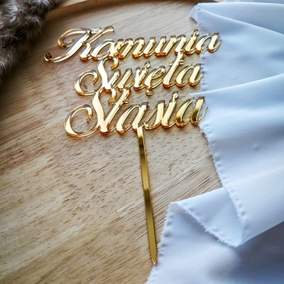Topper na tort - Komunia Święta + Imię