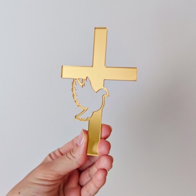 Topper dekor krzyż z gołębiem