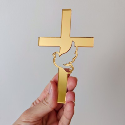 Topper dekor krzyż z gołębiem