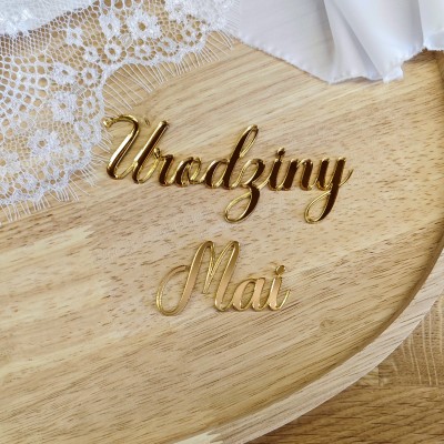 Topper / Dekor na tort - Urodziny + Imię