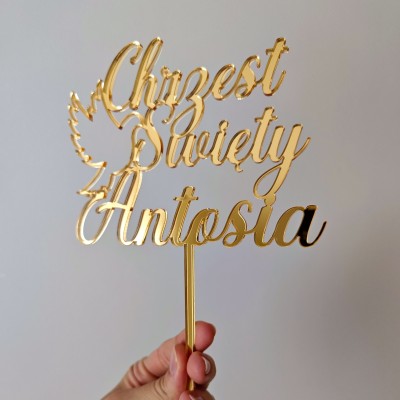 Topper Chrzest Święty z gołębiem + Imię