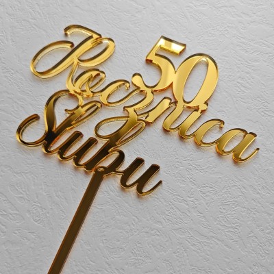 Topper na tort - Rocznica Ślubu + Cyfra Topper na tort - Rocznica Ślubu + Cyfra