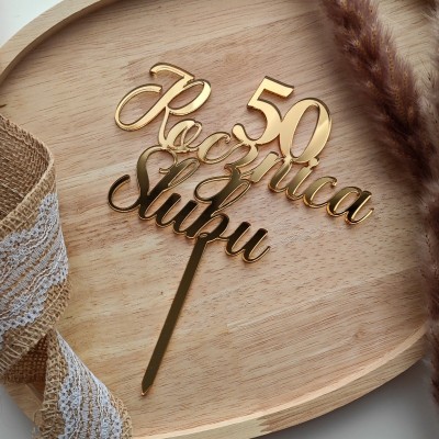 Topper na tort - Rocznica Ślubu + Cyfra Topper na tort - Rocznica Ślubu + Cyfra