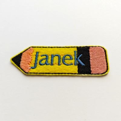 Naprasowanka z imieniem – ołówek haftowany dla dzieci