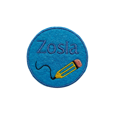 Naprasowanka z imieniem – okrągła haftowana etykieta